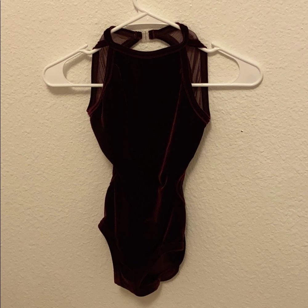 Dark Red Maroon color dance leotard